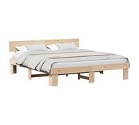 vidaXL Cadre de lit avec tête de lit Naturel 180 x 200 cm Pin Massif, Cadre de lit en Bois de pin élégant, Design Moderne rectangulaire pour Une déco Fonctionnelle