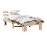 vidaXL Cadre de lit avec tête de lit Naturel 80 x 200 cm Pin Massif | Super pour mettre des trucs en dessous, Fait en bois de pin massif, donc solide et durable, Pose juste ton matelas dessus,