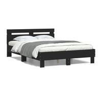 vidaXL Bedframe met hoofdbord bewerkt hout zwart 120x200 cm3207428 Noir G