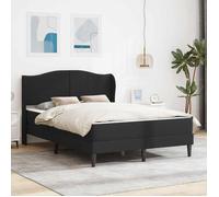 vidaXL Cadre de lit avec tête de lit Noir 140 x 190 cm Simili Cuir, Cadre de lit rectangulaire Moderne, Simili Cuir Chic, Facile à Nettoyer, tête Douillette, Base à Lattes Pratique