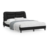 vidaXL Cadre de Lit avec Tête de Lit, Lit Rembourré, Sommier à Lattes, Lit Double, Lit Adulte de Chambre à Coucher Intérieur, Moderne, Noir 140x200 cm Similicuir Noir