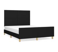 Vidaxl Cadre De Lit Avec Tête De Lit Noir 140x200 Cm Tissu Noir