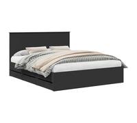 vidaXL Cadre de lit avec tête de lit Noir 160 x 200 cm Bois Ingénierie, Cadre de lit rectangulaire Moderne, Ensemble élégant, Meuble d'intérieur, Design Minimaliste, Confort Ergonomique