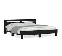 vidaXL Cadre de lit avec tête de lit noir 160x200 cm bois d'ingénierie 3207407