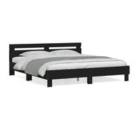 Vidaxl Cadre De Lit Avec Tête De Lit Noir 200x200 Cm Bois D'ingénierie Marron