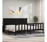 vidaXL Bedframe met hoofdbord massief hout zwart 200x200 cm3192775 Noir G