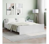 vidaXL Cadre de Lit avec Tête de Lit Pied de Lit, Lit Double avec Sommier à Lattes, Lit Adulte, Meuble de Chambre, Moderne, Blanc 140x190 cm Blanc