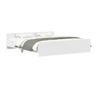 vidaXL Cadre de lit double avec tête et pied de lit – Sommier à lattes – Blanc 200x200 cm