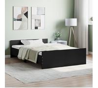 Vidaxl Cadre De Lit Avec Tête De Lit/Pied De Lit Noir 120x190 Cm Noir