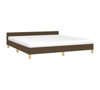VidaXL Cadre de Lit avec Tête de Lit Rembourré - Sommier à Lattes Double pour Adulte - Meuble de Chambre en Tissu Marron Foncé 160x200 cm