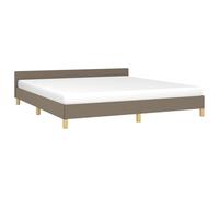 VidaXL Cadre de Lit avec Tête de Lit Rembourré - Sommier à Lattes Double pour Adulte - Meuble de Chambre Taupe 180x200 cm en Tissu