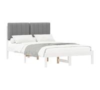 vidaXL Cadre de lit avec tête de lit rembourrée Blanc et Gris Clair, Cadre de lit rectangulaire Moderne, tête de lit rembourrée, Bois Massif, Meuble stylé pour Une Chambre Pratique