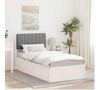 vidaXL Cadre de lit avec tête de lit rembourrée Gris clair 90 x 200 cm, Mobilier de Chambre, Table Rectangulaire, Décor 877798