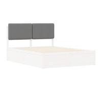 vidaXL Cadre de lit avec tête de lit rembourrée Taupe 140 x 190 cm, Lit Moderne, Cadre rectangulaire en Bois, Durable en pin, tête de lit rembourrée, Design Minimaliste pour Chambre, mobilier Simple