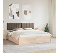 vidaXL Cadre de lit avec tête de lit rembourrée Taupe 180 x 200 cm
