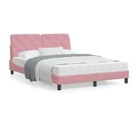 vidaXL Cadre de Lit sans Matelas, Lit Rembourré, Sommier à Lattes, Lit Double, Lit Adulte de Chambre à Coucher Intérieur, Moderne, Rose 140x190 cm Velours