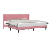 vidaXL Cadre de lit avec tête de lit Rose 200 x 200 cm Velours, Chambre élégante, Cadre de lit Moderne, Tissu en Velours Durable, Mobilier de Sommeil Luxe, Solutions stylées pour intérieur