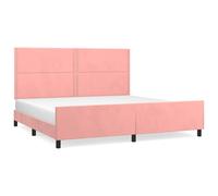 Vidaxl Cadre De Lit Avec Tête De Lit Rose 200x200 Cm Velours Rose