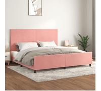 vidaXL Cadre de lit avec tête de lit Rose 200x200 cm Velours3125658