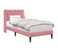 vidaXL Cadre de lit avec tête de lit Rose 90 x 200 cm Velours, Cadre de lit rectangulaire Moderne, Finition en Velours Durable, mobilier de Chambre Confortable, Design épuré, literie d'intérieur