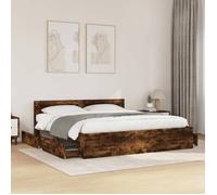 vidaXL Cadre de lit avec tête de lit chêne fumé 180x200 cm - Lit double