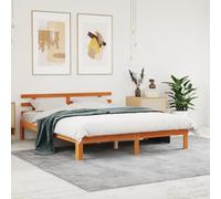vidaXL Cadre de Lit avec Tête de Lit, Sommier à Lattes, Lit Double, Lit Adulte de Chambre à Coucher Intérieur, Moderne, Cire Marron 160x200 cm Bois de Pin