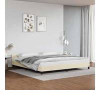 vidaXL Cadre de Lit avec Tête de Lit Sommier à Lattes Lit Rembourré Cadre à Lattes Lit Double Adulte Chambre Intérieur Crème 200x200 cm Similicuir