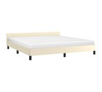 vidaXL Cadre de Lit avec Tête de Lit Sommier à Lattes Lit Rembourré Cadre à Lattes Lit Double Adulte Chambre Intérieur Crème 180x200 cm Similicuir
