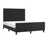 vidaXL Cadre de Lit avec Tête de Lit Sommier à Lattes Lit Rembourré Cadre à Lattes Lit Double Adulte Chambre Intérieur Noir 140x190 cm Similicuir