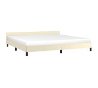 vidaXL Cadre de Lit avec Tête de Lit Sommier à Lattes Lit Rembourré Cadre à Lattes Lit Double Adulte Chambre Intérieur Crème 200x200 cm Similicuir