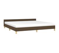 vidaXL Cadre de Lit avec Tête de Lit Sommier à Lattes Lit Rembourré Cadre à Lattes Lit Double Adulte Chambre Intérieur Marron Foncé 200x200 cm Tissu