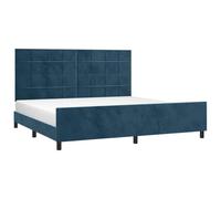 vidaXL Cadre de lit rembourré avec tête de lit – Sommier à lattes 200x200 cm Velours Bleu foncé