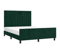 vidaXL Cadre de Lit avec Tête de Lit Sommier à Lattes Lit Rembourré Cadre à Lattes Lit Double Adulte Meuble de Chambre Vert Foncé 140x190 cm Velours