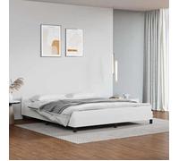 Vidaxl Cadre De Lit Avec Tête De Lit Blanc 160x200 Cm Similicuir Blanc
