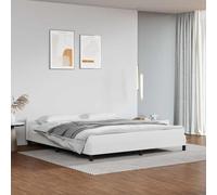 vidaXL Cadre de Lit avec Tête de Lit Sommier à Lattes Lit Rembourré Cadre à Lattes Lit Double Adulte Chambre Intérieur Blanc 160x200 cm Similicuir