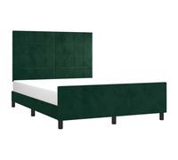 vidaXL Cadre de Lit avec Tête de Lit Sommier à Lattes Lit Rembourré Cadre à Lattes Lit Double Adulte Meuble de Chambre Vert Foncé 140x190 cm Velours