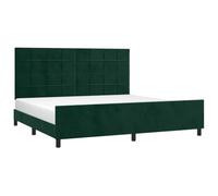 vidaXL Cadre de lit 200x200 cm avec tête rembourrée, sommier à lattes Velours vert foncé