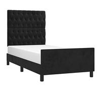 vidaXL Cadre de Lit avec Tête de Lit Sommier à Lattes Lit Rembourré Cadre à Lattes Lit Simple Adulte Meuble de Chambre Noir 90x190 cm Velours Noir