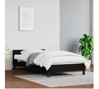 vidaXL Cadre de Lit avec Tête de Lit Sommier à Lattes Lit Rembourré Cadre à Lattes Lit Simple Adulte Chambre Intérieur Noir 347471