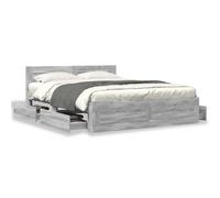 vidaXL Cadre de lit avec tête de lit sonoma gris 160x200 cm, meubles de chambre à coucher, lit double, sommier, lit, cadre 3295553