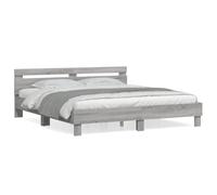Vidaxl Cadre De Lit Avec Tête De Lit Sonoma Gris 200x200 Cm Gris