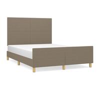 Vidaxl Cadre De Lit Avec Tête De Lit Taupe 140x190 Cm Tissu Gris