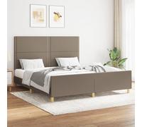 Vidaxl Cadre De Lit Avec Tête De Lit Taupe 180x200 Cm Tissu