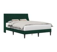 vidaXL Cadre de lit avec tête de lit Vert foncé 120 x 190 cm Velours, Cadre de lit rectangulaire moderne, finition en velours durable, mobilier de chambre confortable, design épuré, literie d'intérieu