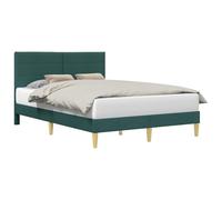 vidaXL Cadre de lit avec tête de lit Vert foncé 140 x 190 cm tissu, Cadre de lit moderne pour chambre, design rectangulaire, meubles élégants pour la maison, installation simplifiée, solution de somme