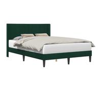 vidaXL Cadre de lit avec tête de lit Vert foncé 140 x 200 cm Velours, Chambre élégante, Cadre de lit Moderne, Tissu en Velours Durable, Mobilier de Sommeil Luxe, Solutions stylées pour intérieur