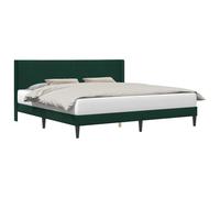 vidaXL Cadre de lit avec tête de lit Vert foncé 200 x 200 cm Velours