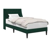 vidaXL Cadre de lit avec tête de lit Vert foncé 90 x 200 cm Velours, Cadre de lit rectangulaire moderne, finition en velours durable, mobilier de chambre confortable, design épuré, literie d'intérieur