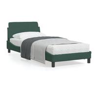 vidaXL Cadre de Lit Dover, Lit Rembourré avec Sommier à Lattes, Lit Simple avec Pied, Lit Adulte de Chambre, Vert Foncé 90x200 cm Velours