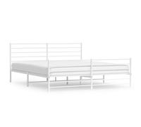 vidaXL Cadre de lit avec tête et pied de lit en métal blanc 183x213 cm